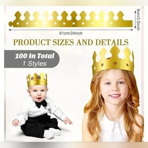 50 Pieces Paper Crowns Gold‎ Birthday New Year Crowns Party Crowns